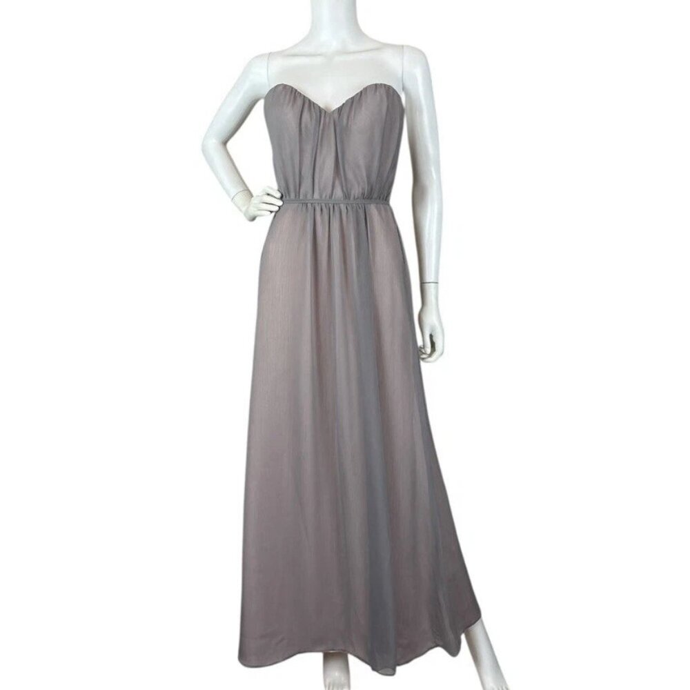 Alvina Valenta Bridesmaids Ruched Chiffon Shimmer Dress Gown Gray Pink Size 4 - Picture 9 of 9
